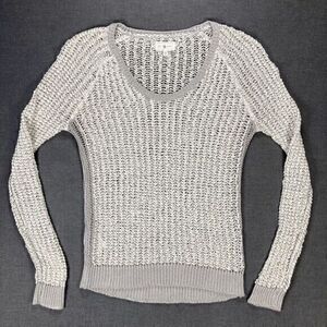 Lou & Grey Linen Sweater Womens XS Loose Chunky Open Knit Bohemian Pullover New